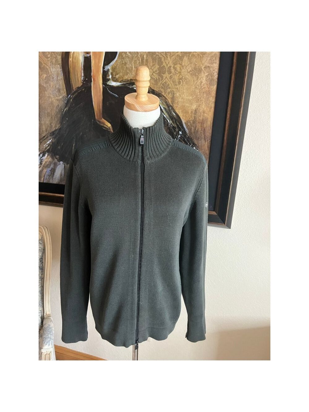 Men's Victorinox Zip Up Sweater S Green Swiss Army